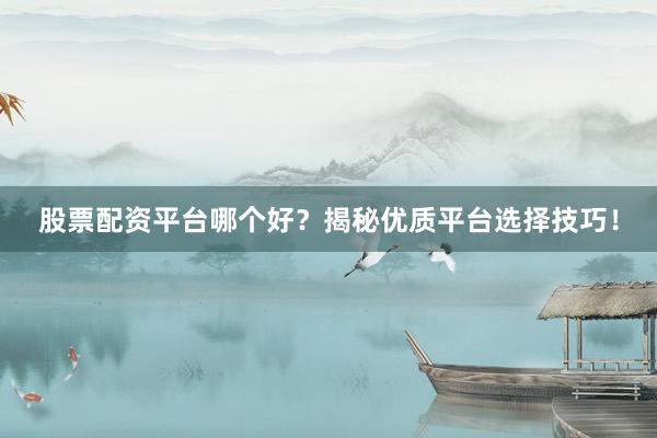 股票配资平台哪个好？揭秘优质平台选择技巧！