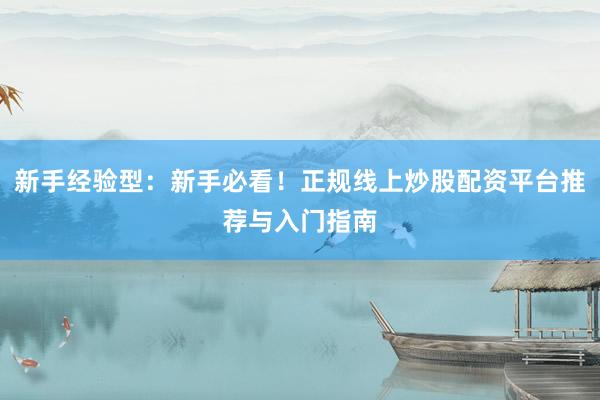 新手经验型：新手必看！正规线上炒股配资平台推荐与入门指南