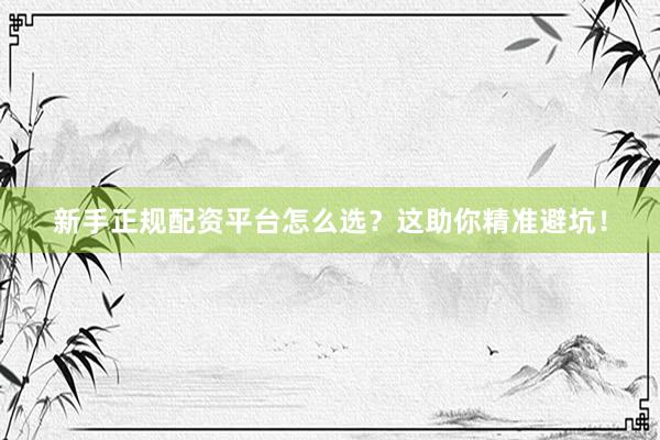 新手正规配资平台怎么选？这助你精准避坑！