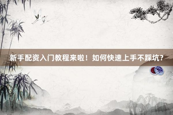 新手配资入门教程来啦！如何快速上手不踩坑？