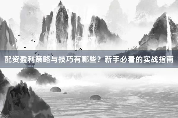 配资盈利策略与技巧有哪些？新手必看的实战指南