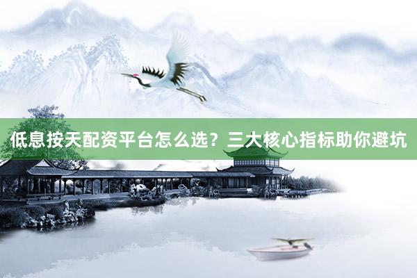 低息按天配资平台怎么选？三大核心指标助你避坑