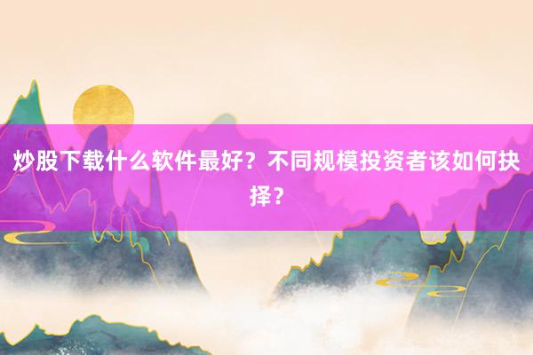 炒股下载什么软件最好？不同规模投资者该如何抉择？