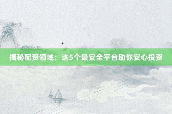 揭秘配资领域：这5个最安全平台助你安心投资