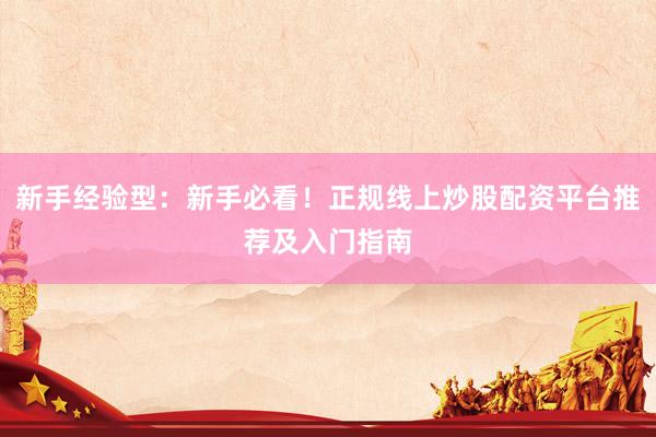 新手经验型：新手必看！正规线上炒股配资平台推荐及入门指南