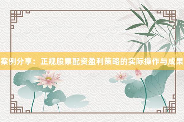案例分享：正规股票配资盈利策略的实际操作与成果