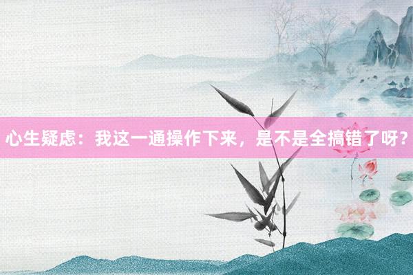 心生疑虑：我这一通操作下来，是不是全搞错了呀？