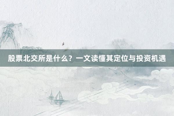 股票北交所是什么？一文读懂其定位与投资机遇