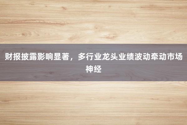财报披露影响显著，多行业龙头业绩波动牵动市场神经