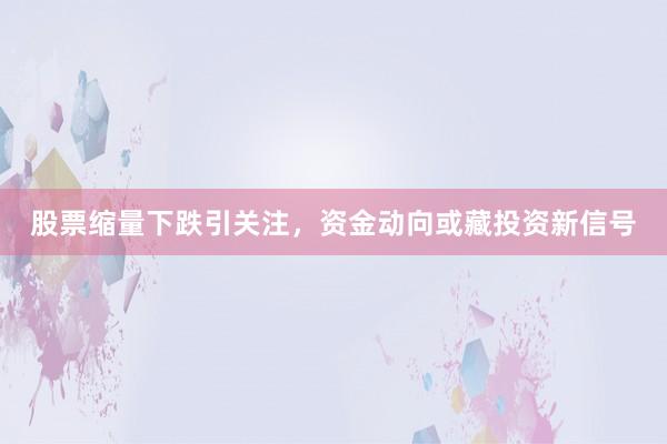 股票缩量下跌引关注，资金动向或藏投资新信号