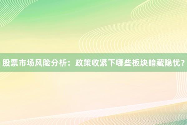 股票市场风险分析：政策收紧下哪些板块暗藏隐忧？