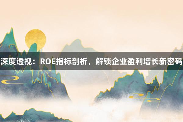 深度透视：ROE指标剖析，解锁企业盈利增长新密码