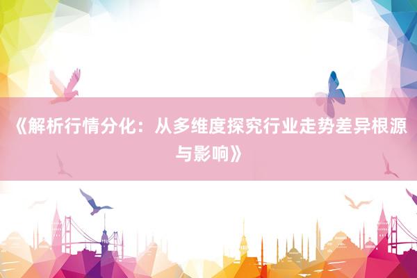 《解析行情分化：从多维度探究行业走势差异根源与影响》