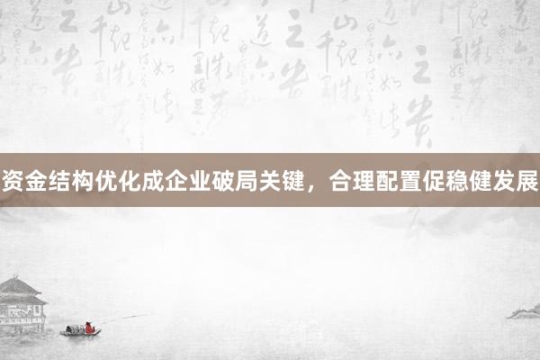 资金结构优化成企业破局关键，合理配置促稳健发展