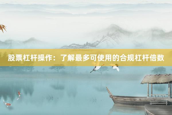 股票杠杆操作：了解最多可使用的合规杠杆倍数