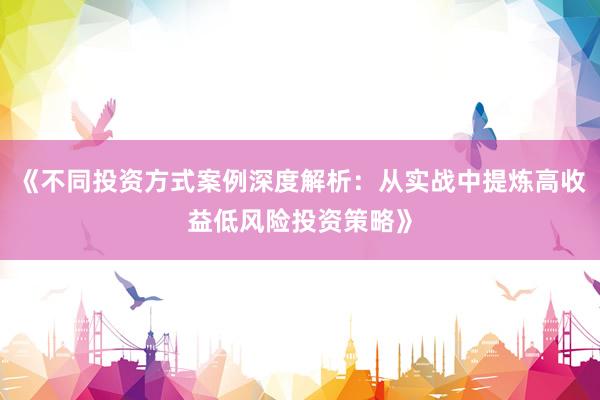 《不同投资方式案例深度解析：从实战中提炼高收益低风险投资策略》