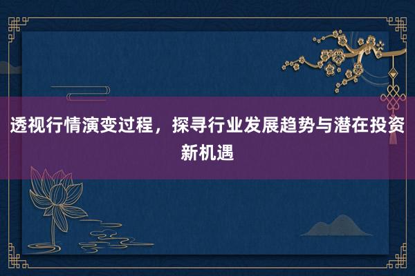 透视行情演变过程，探寻行业发展趋势与潜在投资新机遇