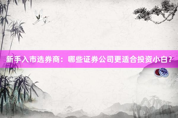 新手入市选券商：哪些证券公司更适合投资小白？